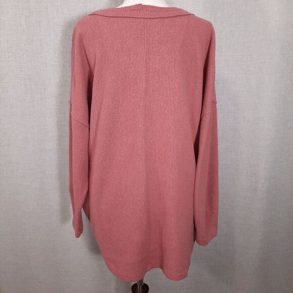 Easel Women's Oversized Chunky Knit Corduroy Boxy Sweater Size Large V-Neck - Picture 3 of 13